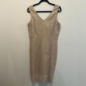 Robert Riel Vintage Beige Linen Sheath Dress Sleeveless Women’s Size 6 Classic